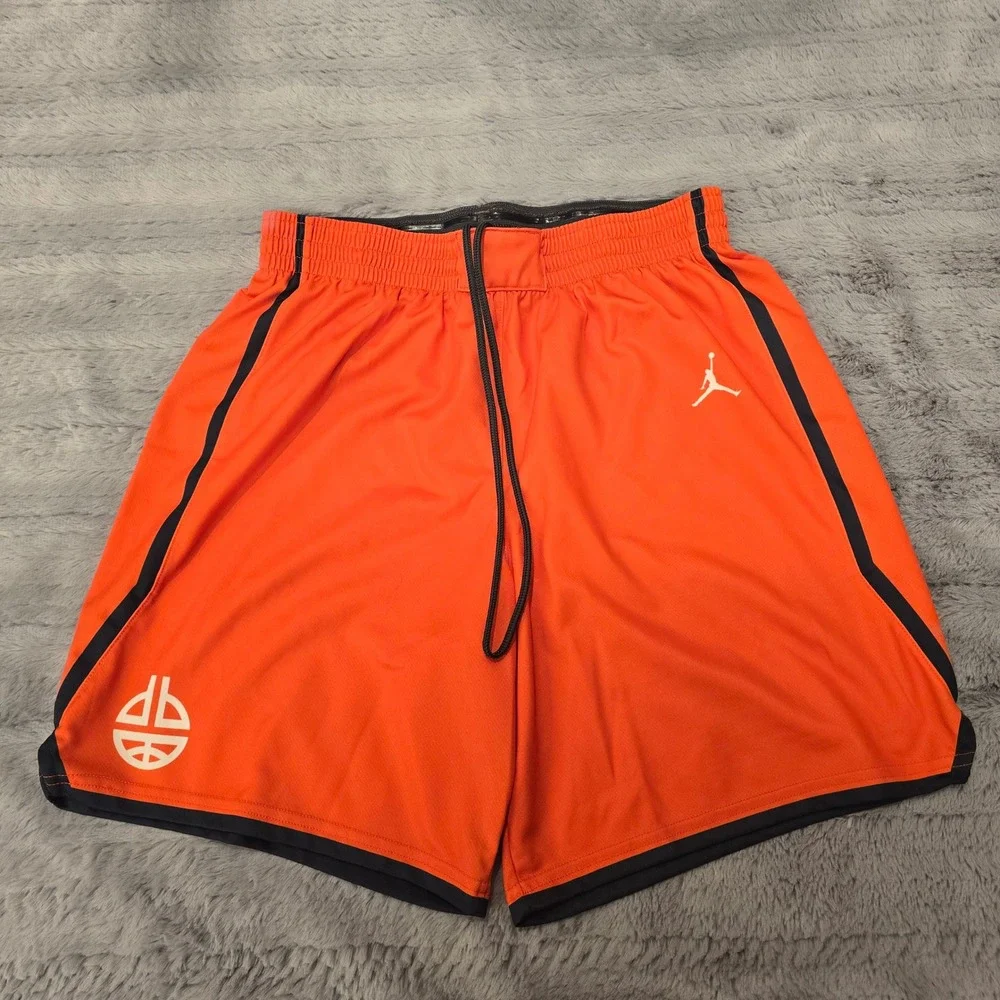 Jordan Quai 54 Basketball Shorts Mens Large Orange Black Mesh Athletic 445591